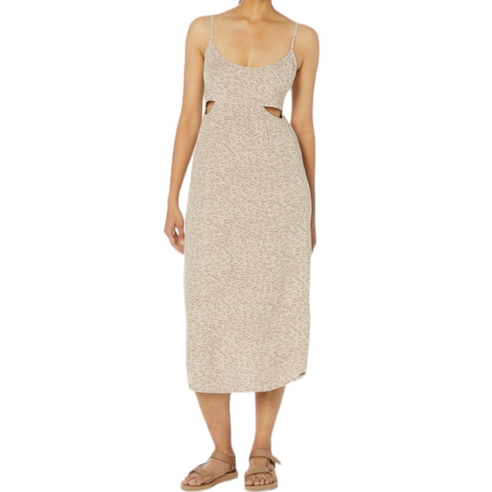 New Women’s Volcom Cha Cha Ching Leopard Print Midi Dress Size M